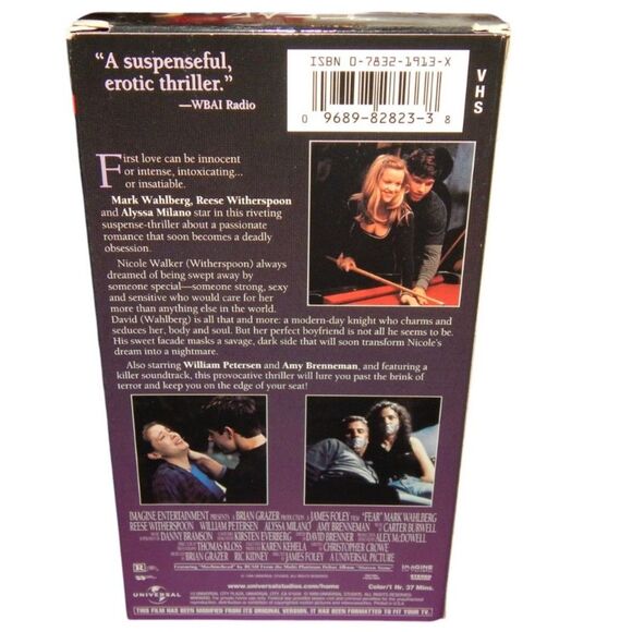 FEAR vintage VHS movie in original paper case Mark Wahlberg Reese Witherspoon - Picture 4 of 7